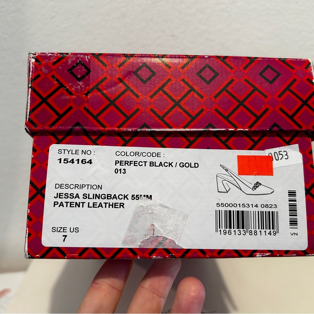 Tory Burch 55 mm Jessa Slingback Shoes Patent Leather, Size 7, New with Box - Picture 11 of 11